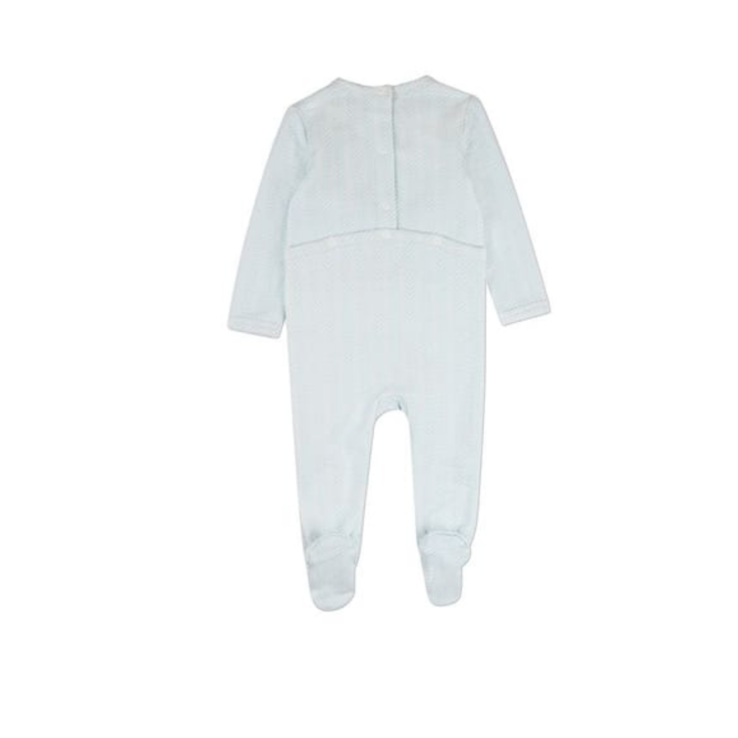 MiniMoi Baby Blue Snuggly Bear Chevron Printed Footie