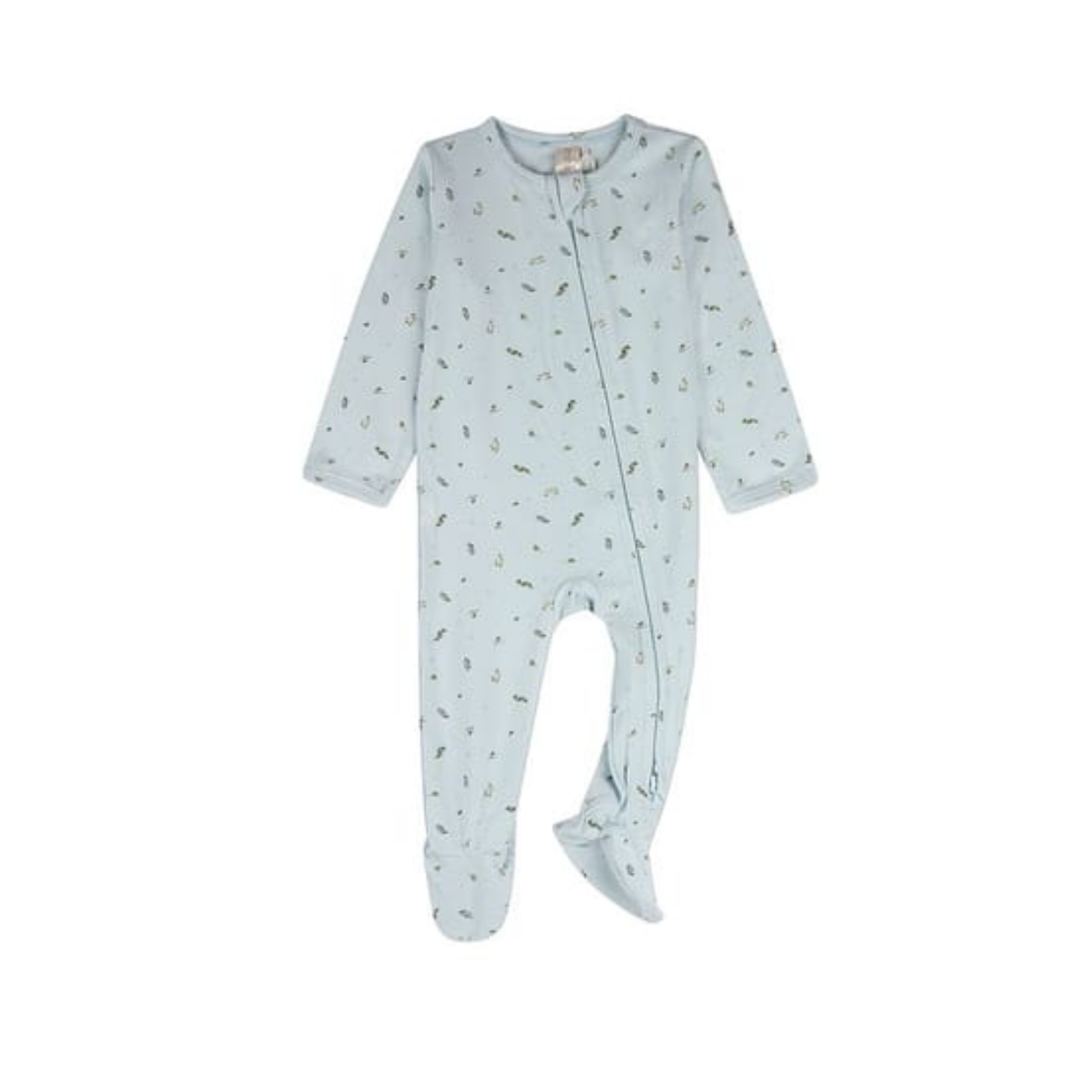 MiniMoi Baby Blue Tiny Leaves Footie