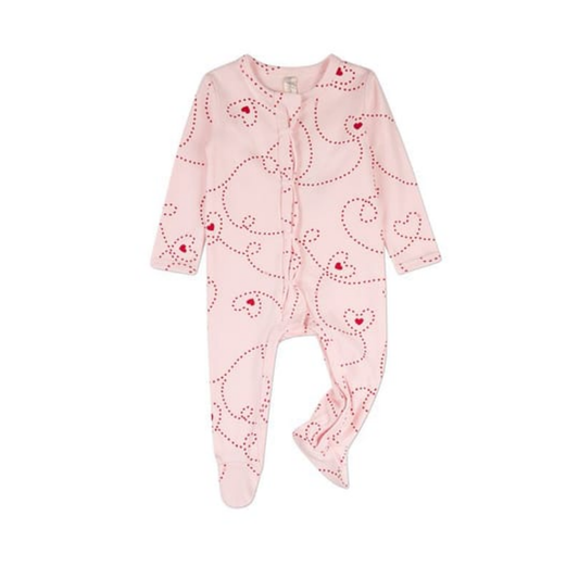 MiniMoi Barely Pink Entangled Hearts Footie