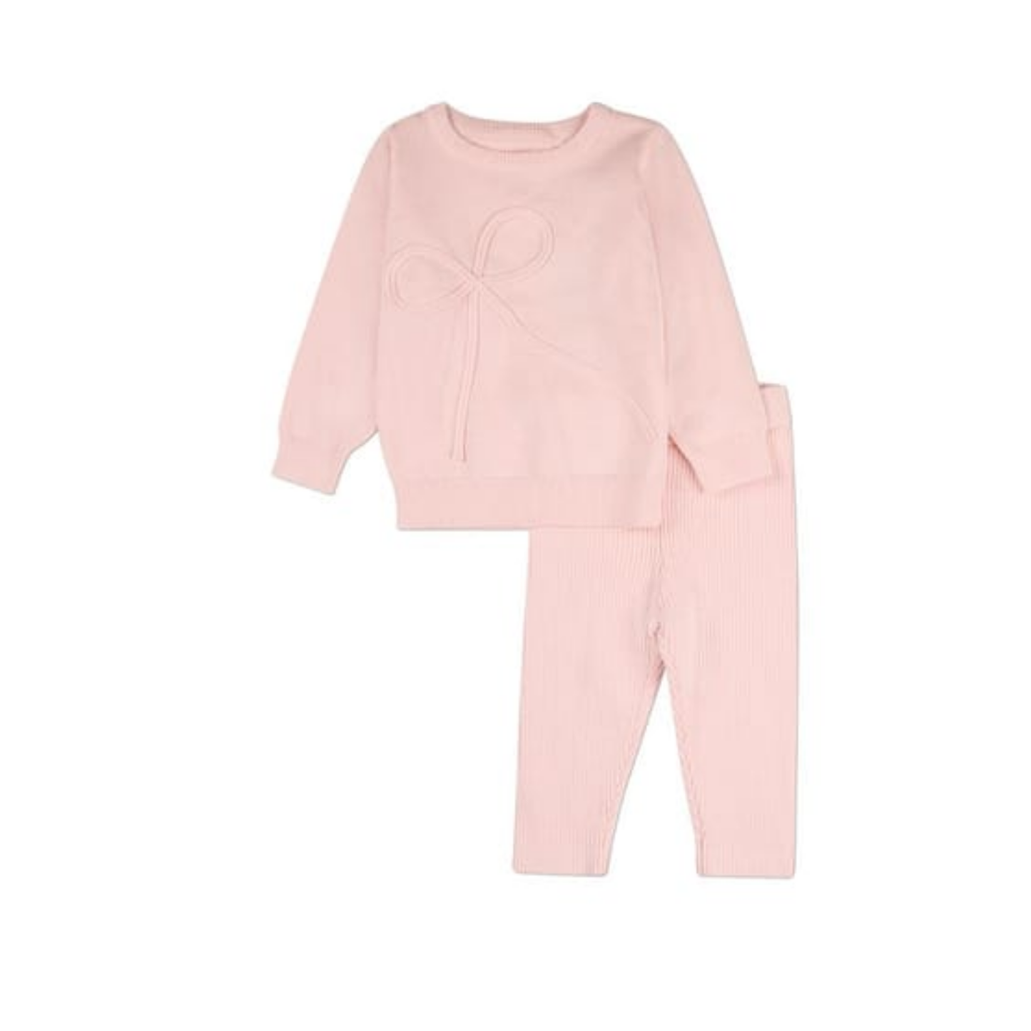MiniMoi Light Pink Bow Knit 2 Pc Set