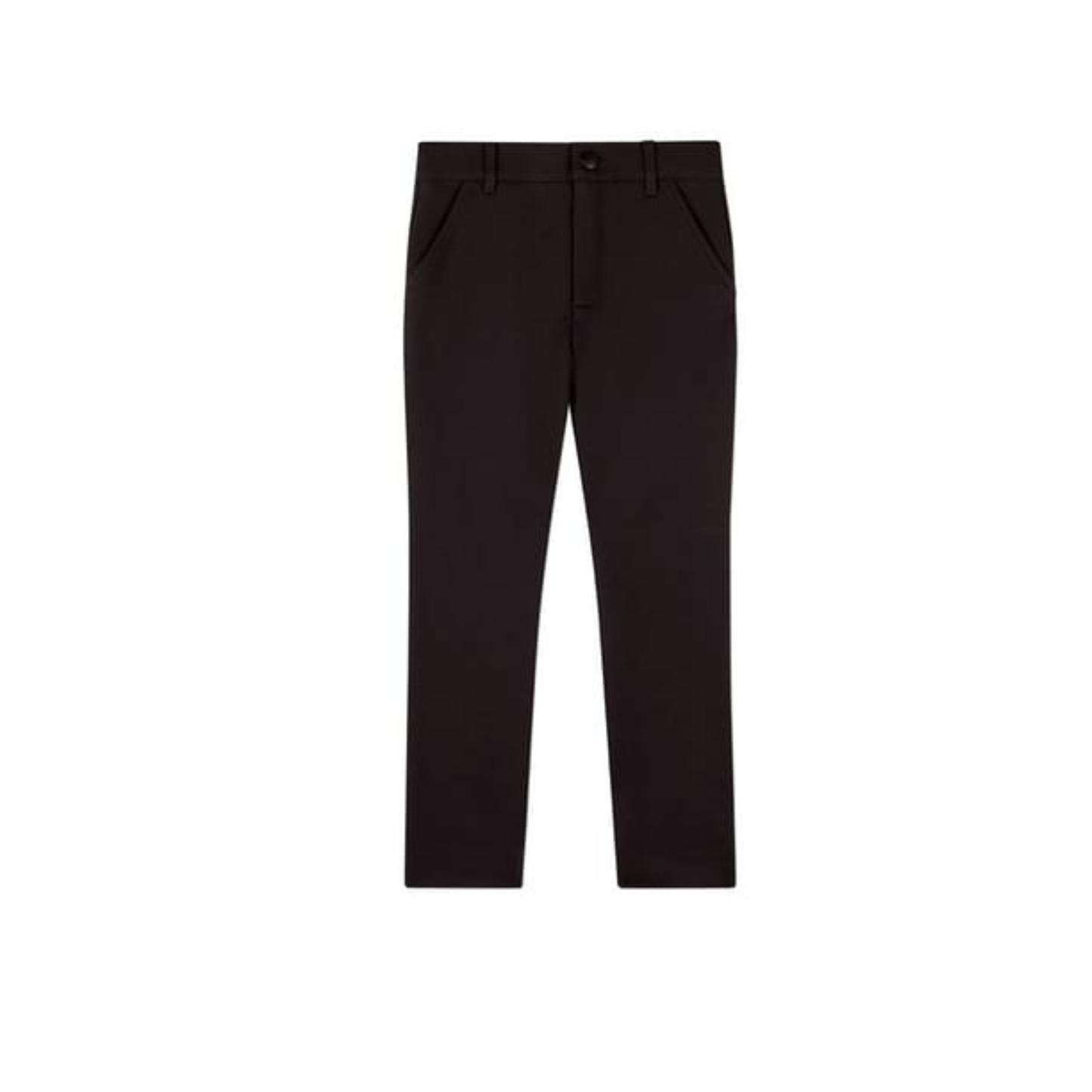 Memoi Black Boys Solid Two Pocket Dress Pant