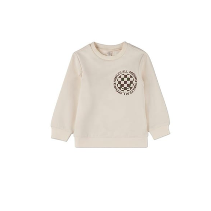 MiniMoi Ivory Smiles All Around Pullover Sweatshirt