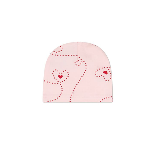 MiniMoi Barely Pink Entangled Hearts Beanie