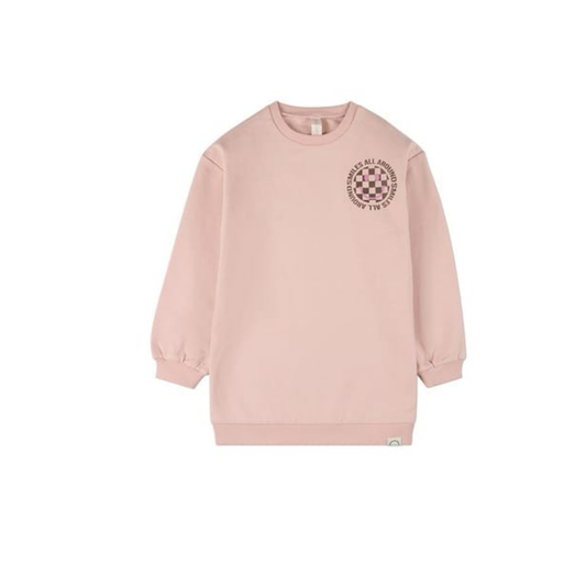 MiniMoi Rose Pink Smiles All Around Sweatshirt Dress