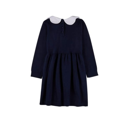 MiniMoi Navy-White Bow Accent Collar Pop Short Dress