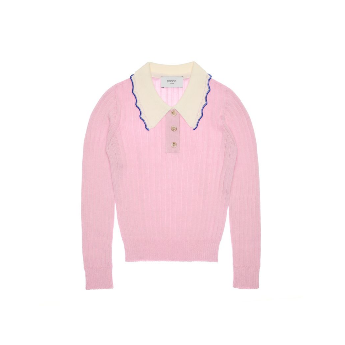 Paade Mode Pink Harriet Merino Wool Lace Polo Shirt
