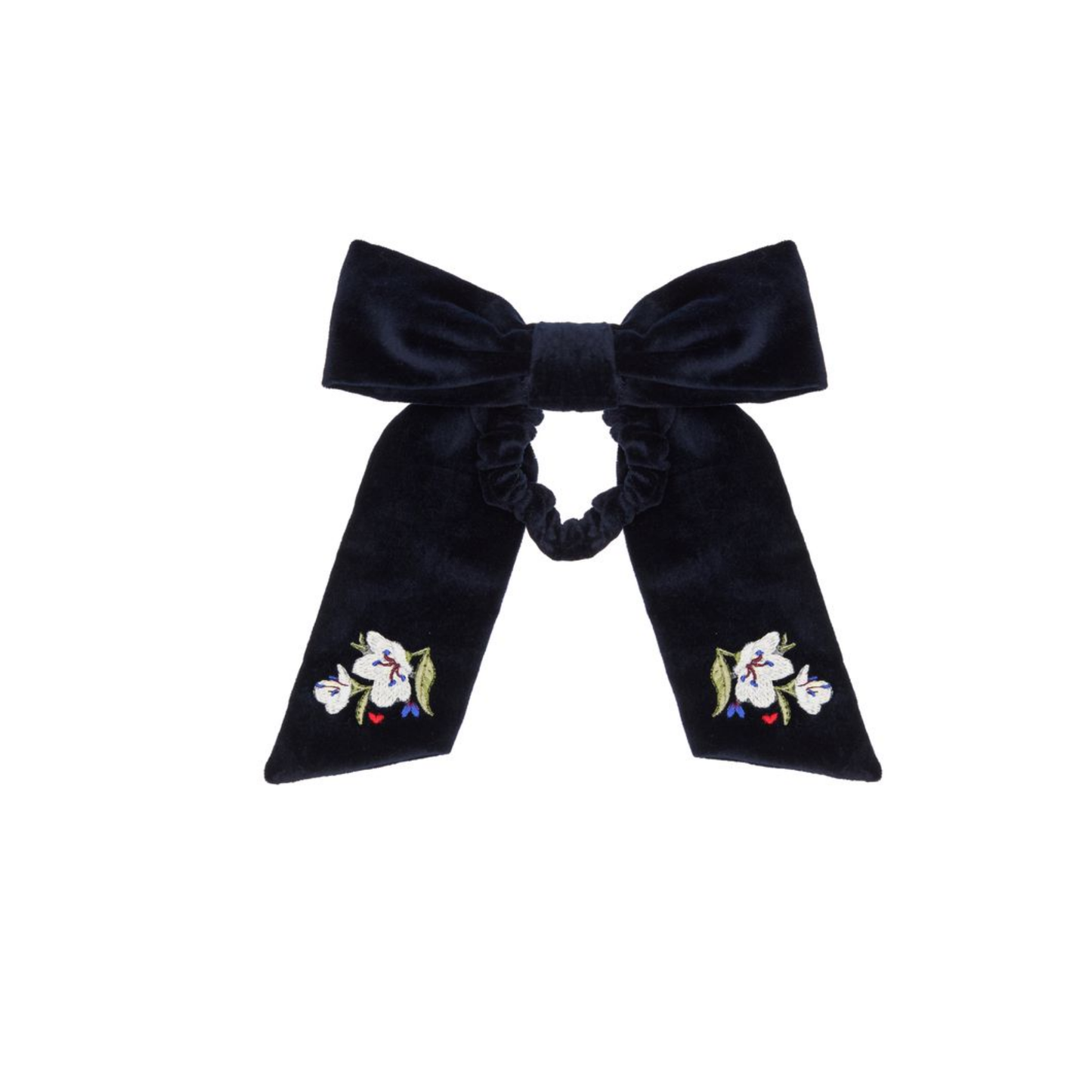 Paade Mode Blue Haven Velvet Embroidered Scrunchie
