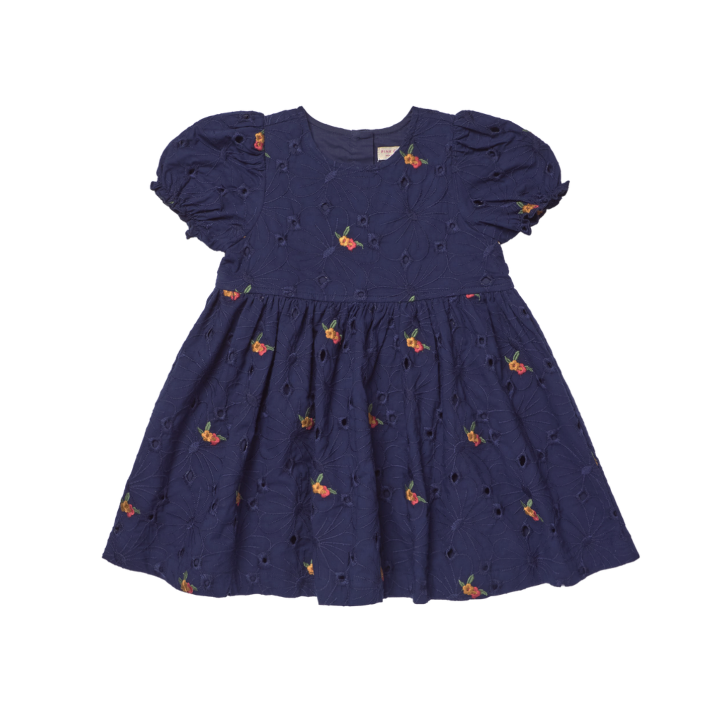 Pink Chicken Navy Eliza Eyelet Embroidered Short Sleeve Dress