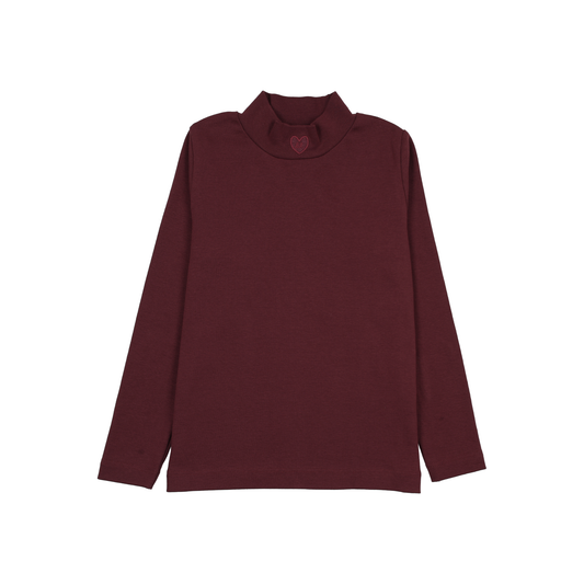Analogie Burgundy Denim Rugged Threads Mockneck Top