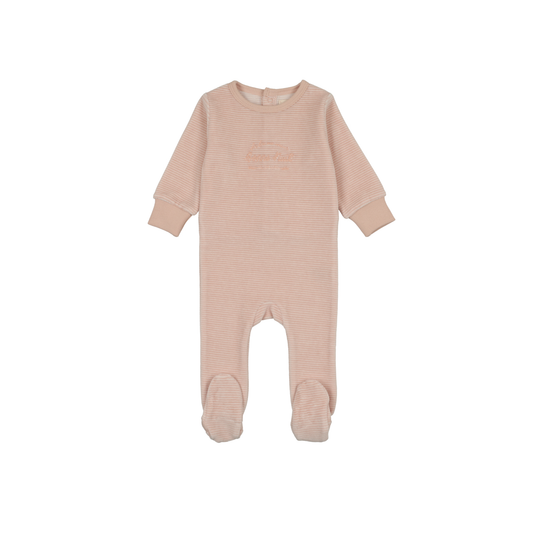 Lil Legs Pink Stripe Velour Stripe Footie