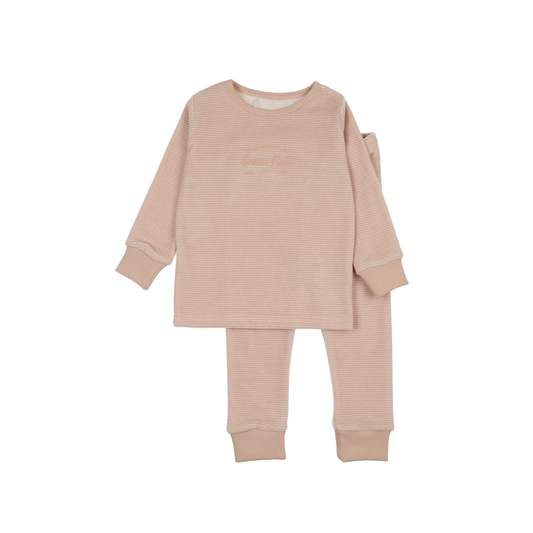 Lil Legs Pink Stripe Velour Lounge Set