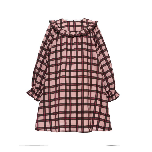 Paade Mode Pink Cotton Check Dress