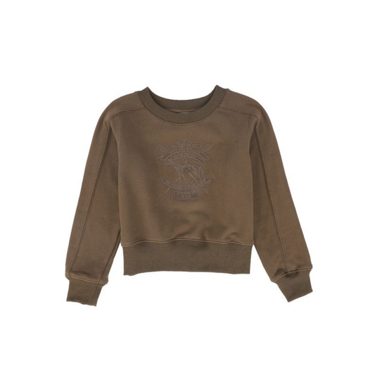 Bace Brown Embroidered Seam Sweatshirt