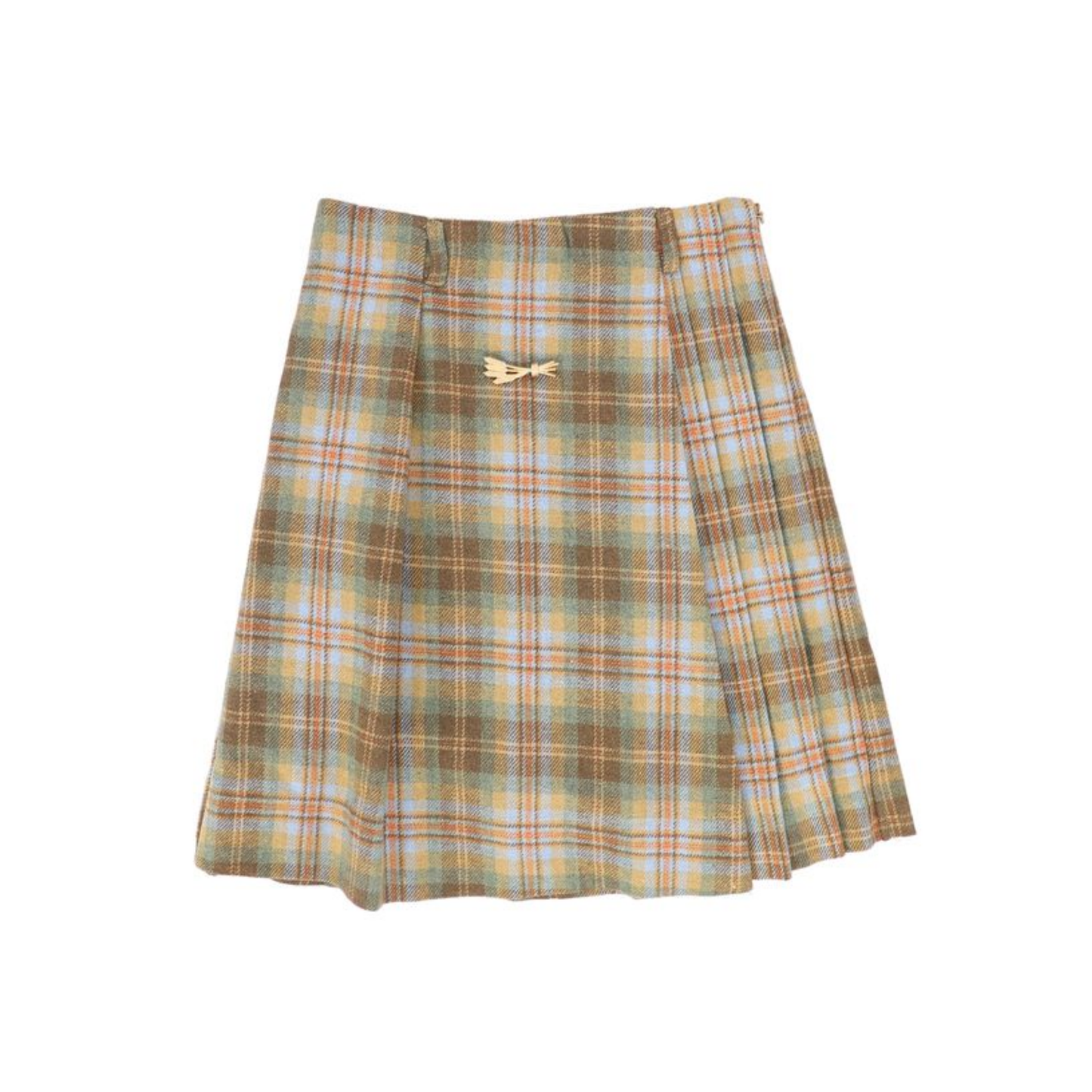 Bace Camel Plaid Pleated Skirt