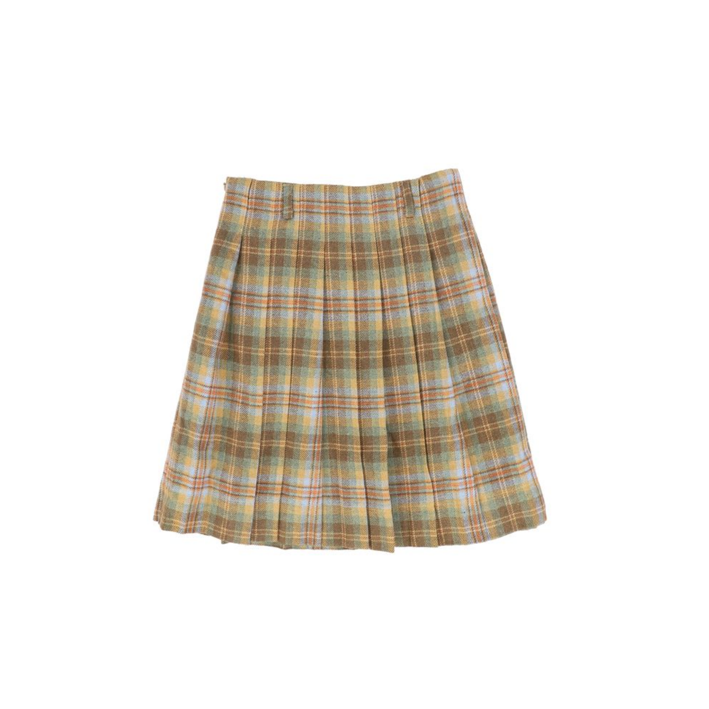 Bace Camel Plaid Pleated Skirt