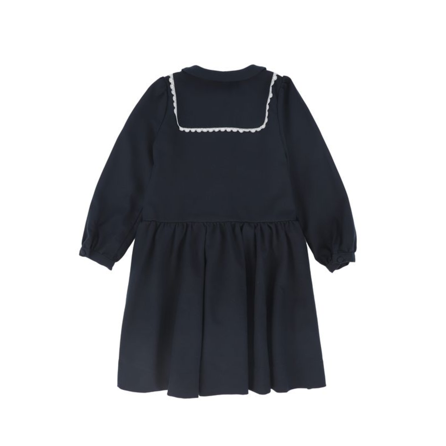 Bamboo Navy Embroidered Trim Collar Dress