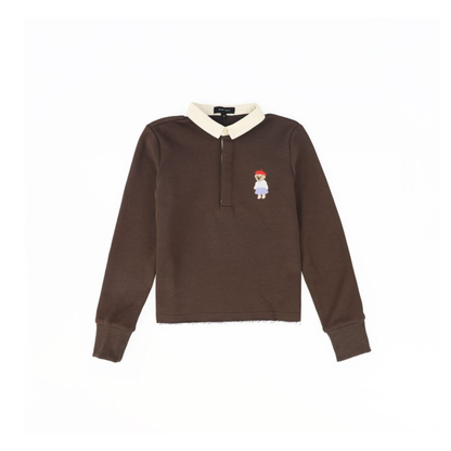 Bamboo Brown Embroidered Doll Sweatshirt
