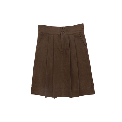 Bamboo Brown Button Corduroy Skirt