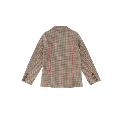 Le Bourdon Olive Houndstooth Wool Blazer