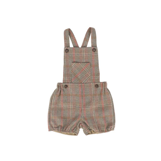Le Bourdon Olive Houndstooth Wool Overalls