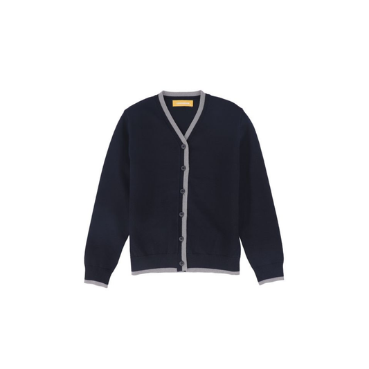 Le Bourdon Navy V-Neck Trim Cardigan