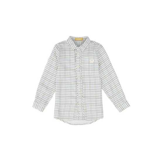 Le Bourdon White/Blue Printed Collar Blouse