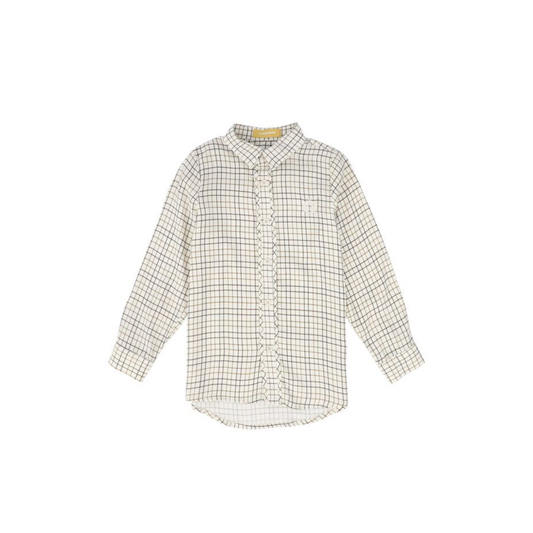 Le Bourdon White/Brown Printed Collar Blouse