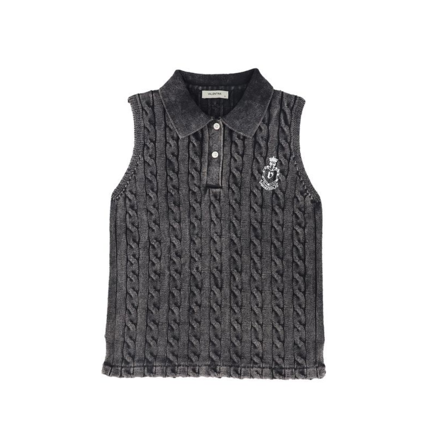 Valentina Black Cable-Knit Crop Vest