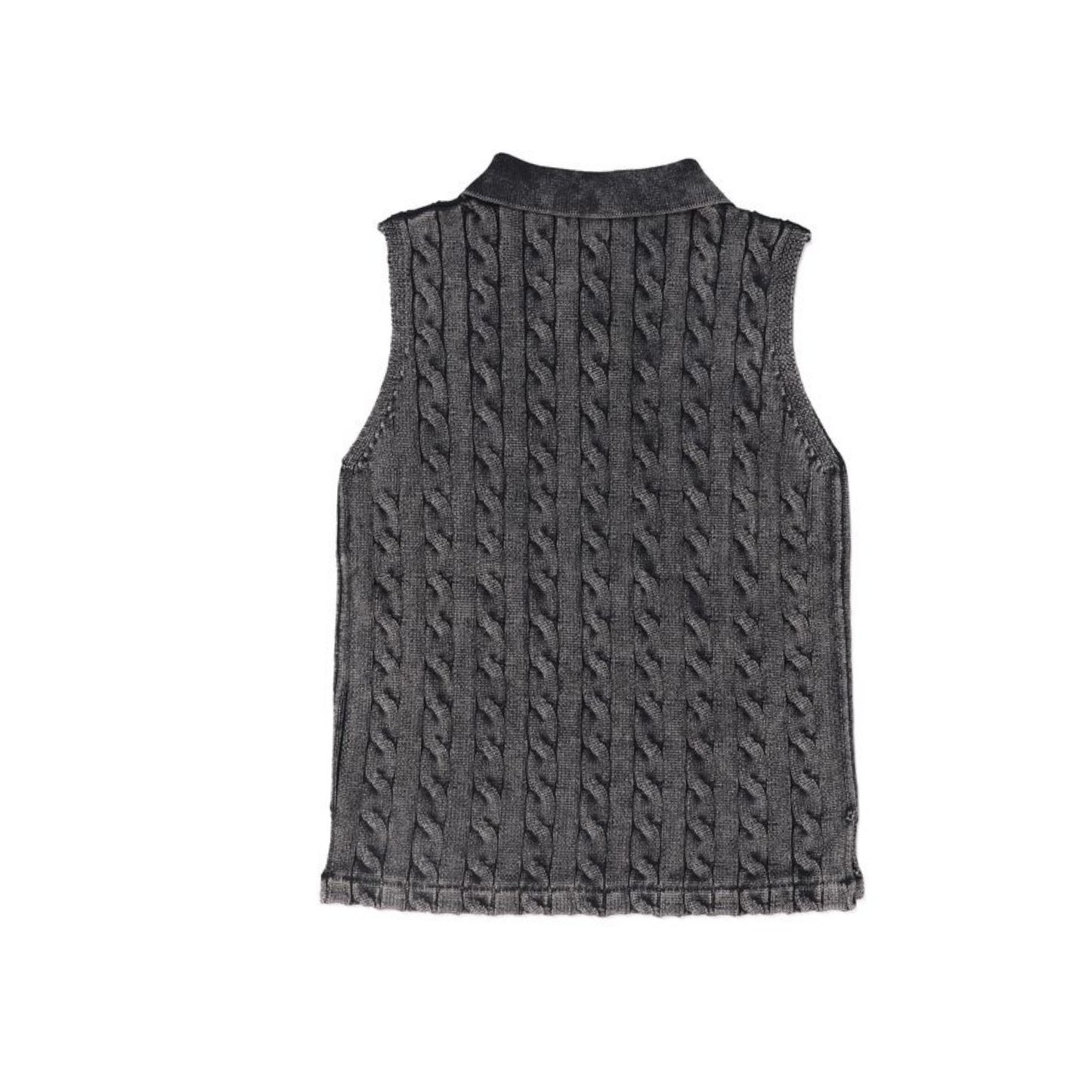 Valentina Black Cable-Knit Crop Vest