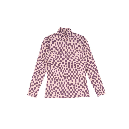 Valentina Purple Print Cotton Turtleneck