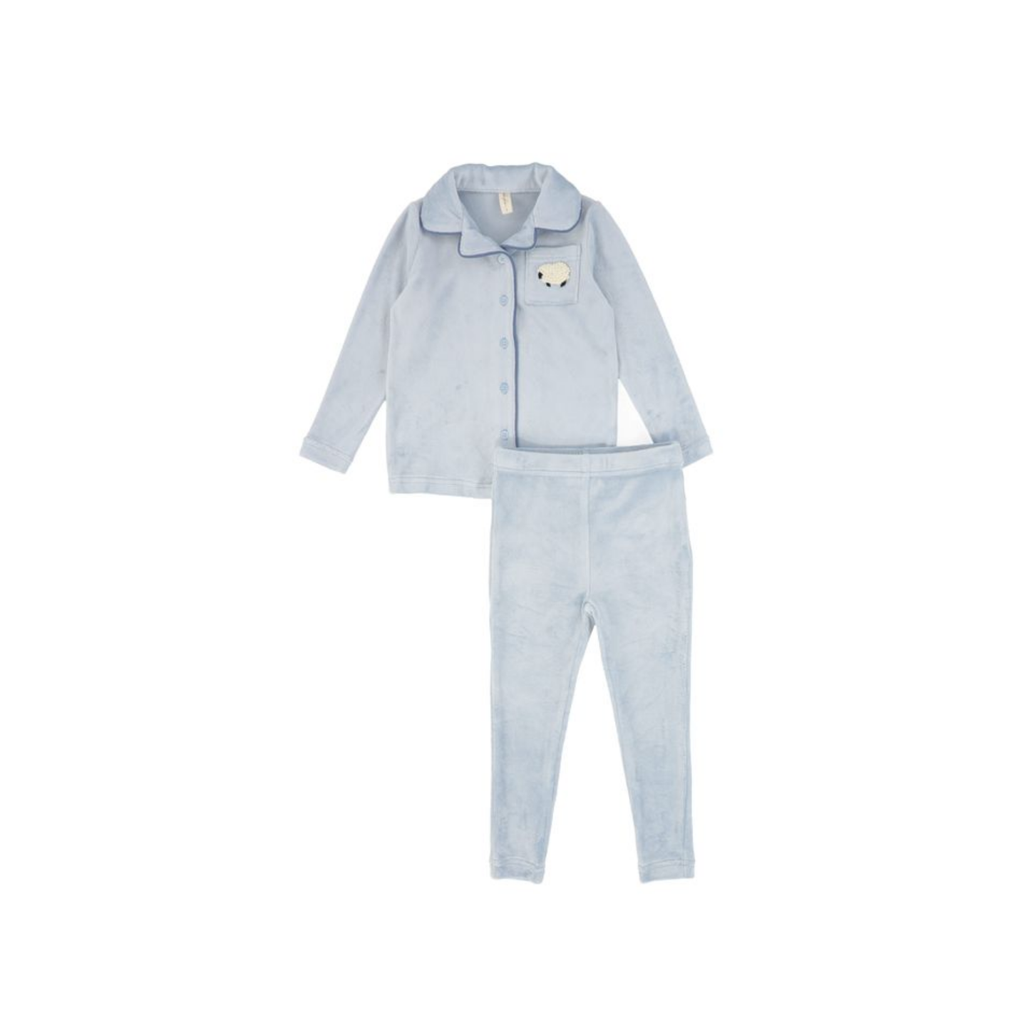 Bebe Jolee Blue Embroidered Pocket Trim Pajamas