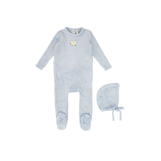 Bebe Jolee Blue Velour Graphic Footie