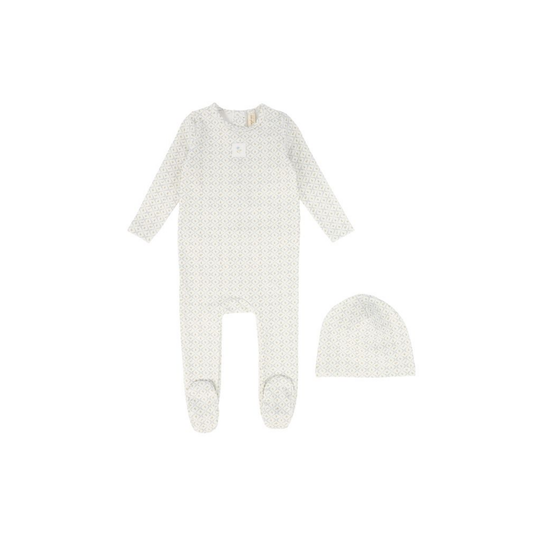 Bebe Jolee Light Blue Floral Lattice Footie