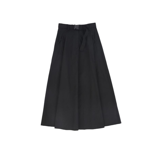 Valentina Black Belt Waisted Midi Skirt