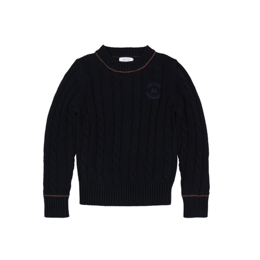 Motu Boys Midnight Multi Ancher Piped Cable Long Sleeve Sweater