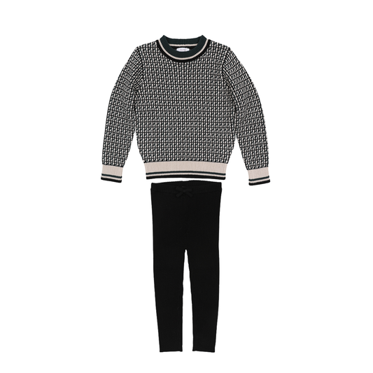 Motu Boys Deep Teal / Black Rowan Knit Leggings Set