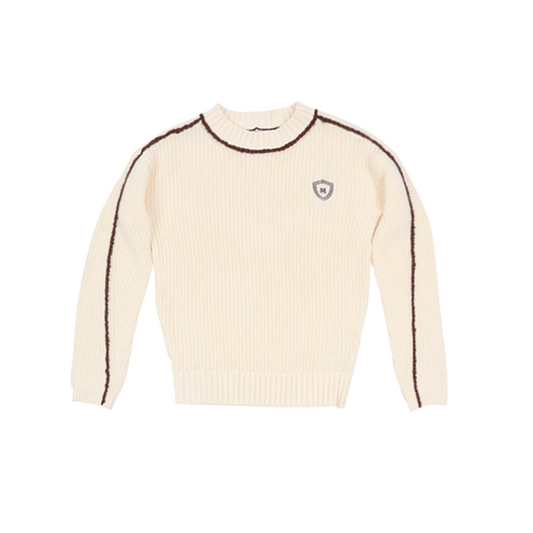 Motu Boys Cream Rex Piped Long Sleeve Sweater