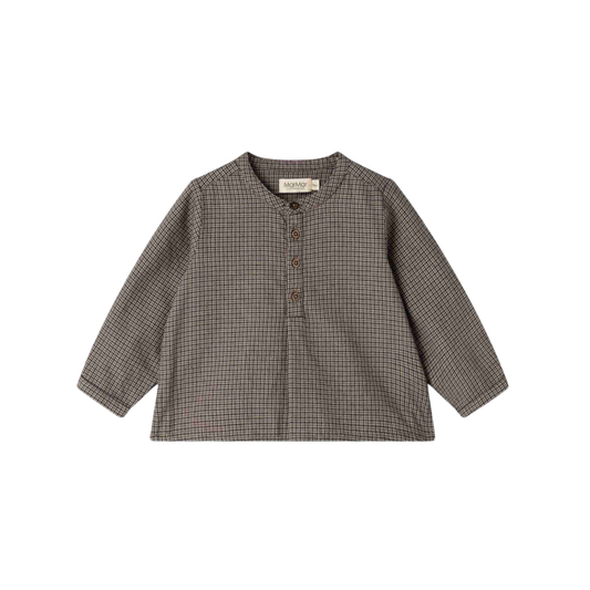 Marmar Houndstooth Check Totoro Infant Long Sleeve Shirt