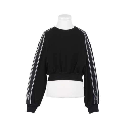 Twinset Black Stripes Crew Neck Long Sleeve Sweatshirt