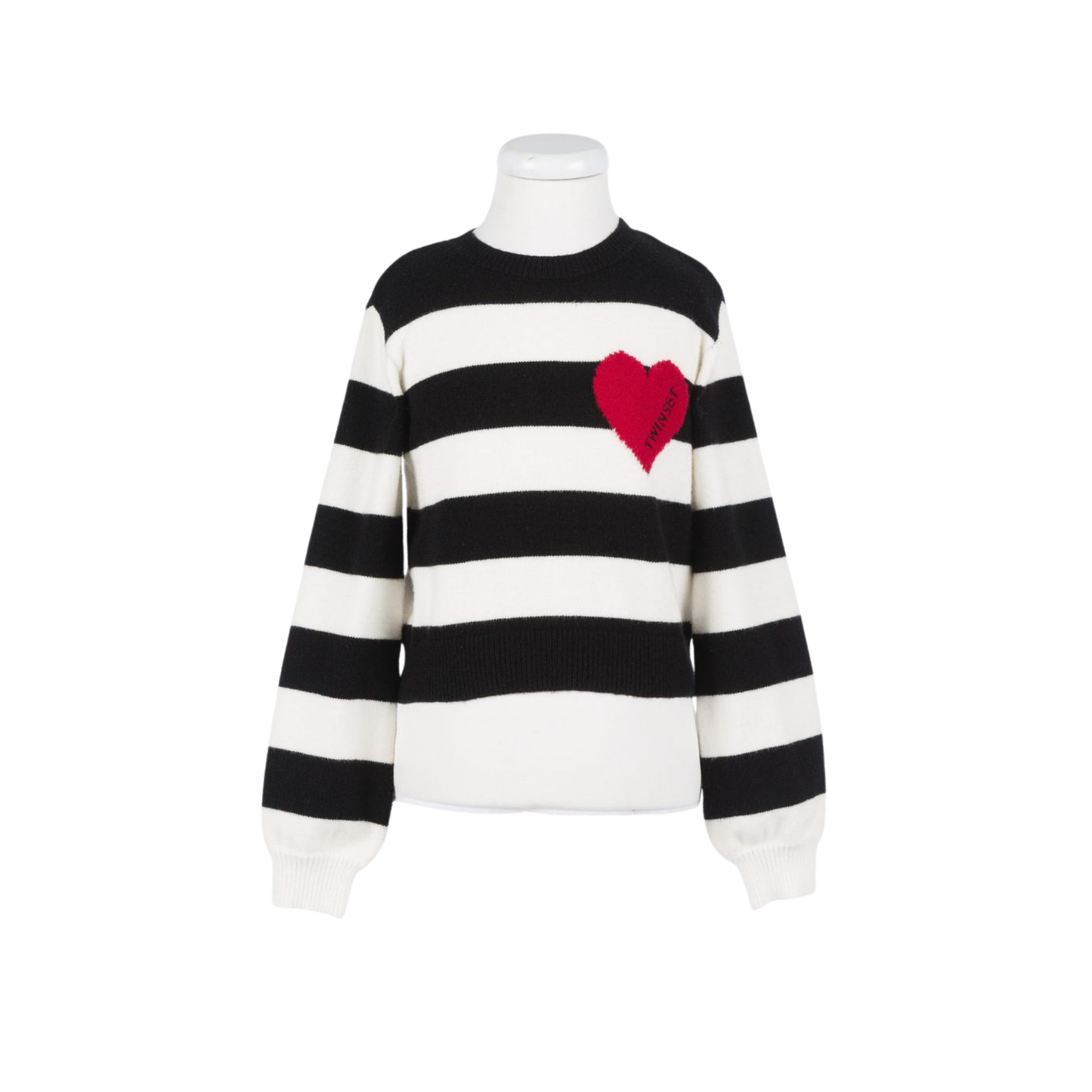 Twinset Black/White Heart Long Sleeve Knit Top