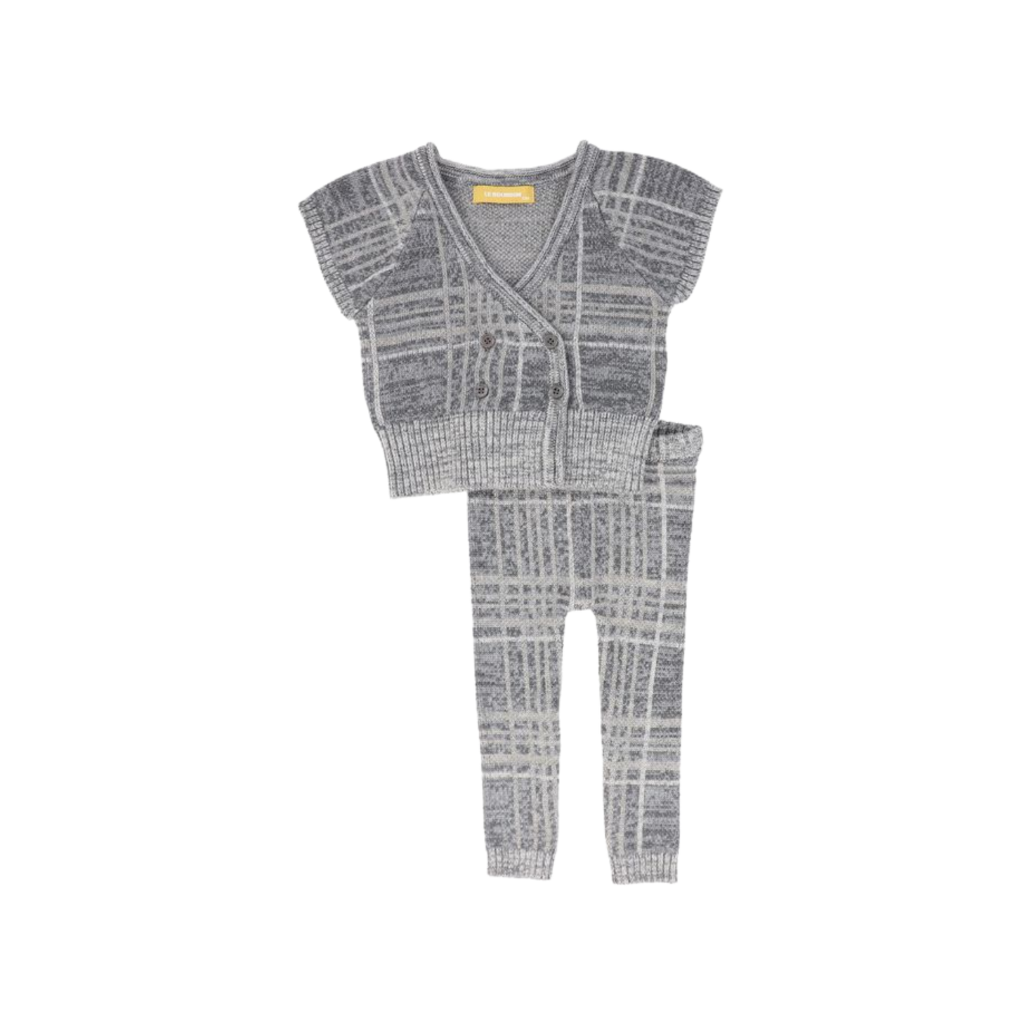 Le Bourdon Grey Plaid Knit Vest Set