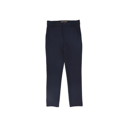 Le Bourdon Navy Solid Fitted Pants