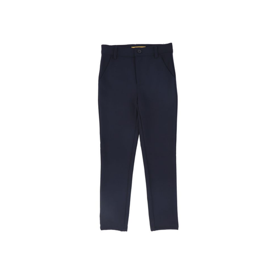 Le Bourdon Navy Solid Fitted Pants