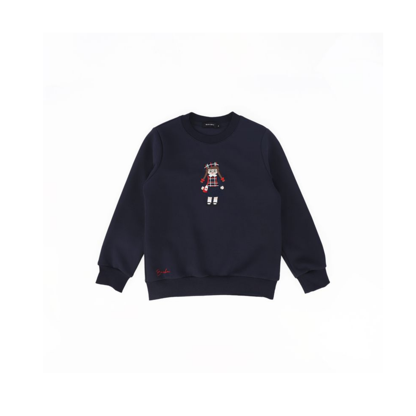 Bamboo Navy Doll Embroidered Sweatshirt