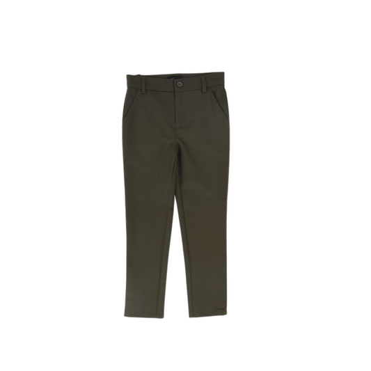 Le Bourdon Olive Solid Fitted Pants