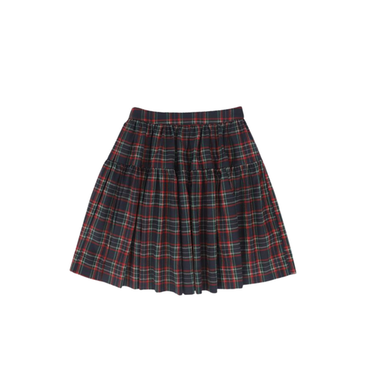 Bamboo Plaid Plaid Gathered Flare Skirt