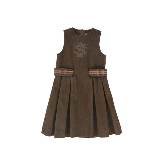 Bace Brown Denim Embroidered Pleat Jumper