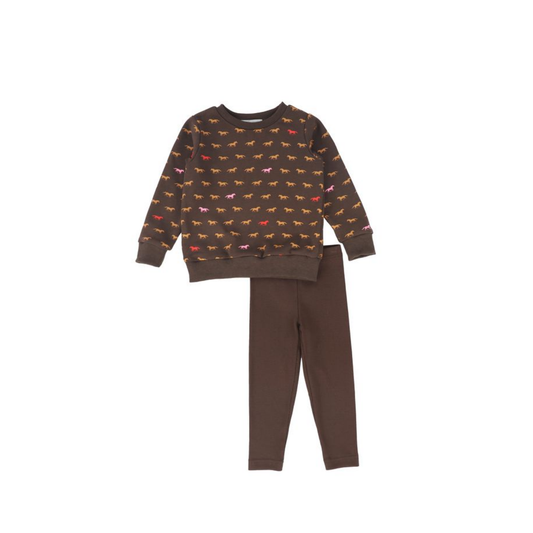 Bace Pink Horse Print Sweatshirt Set