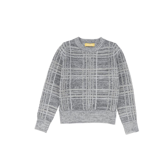 Le Bourdon Grey Plaid Crewneck Sweater