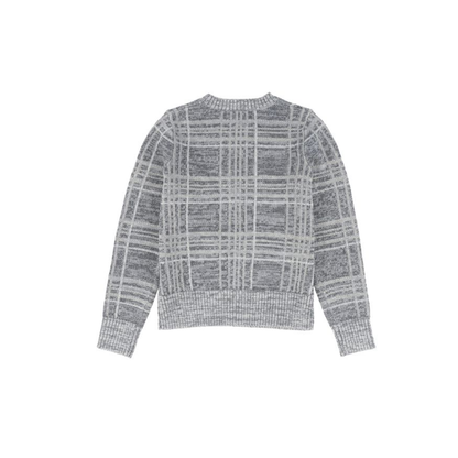 Le Bourdon Grey Plaid Crewneck Sweater